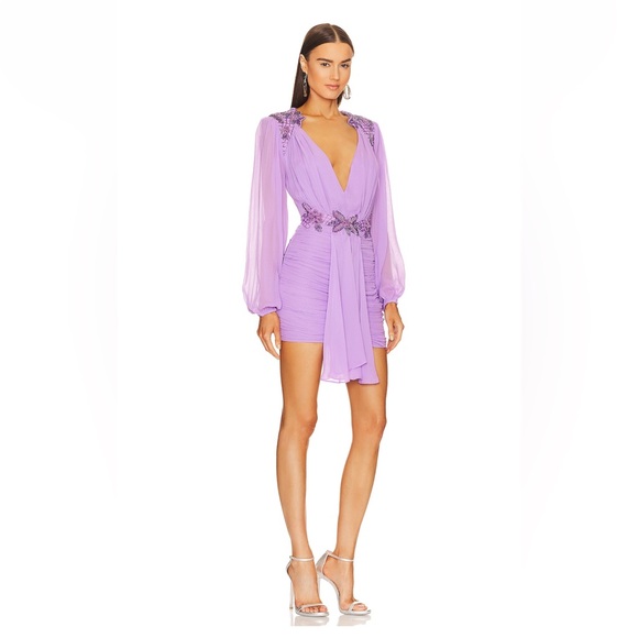 Michael Costello x Revolve Julieta Mini Dress; XS; Purple - Picture 5 of 6